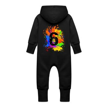 Splash 6 - Baby Organic Sweat Overalls With Hood - black - Back