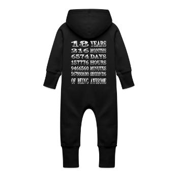 18th birthday. Happy Birthday Gift - Baby Organic Sweat Overalls With Hood - black - Back