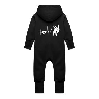 Judo Judo Heartbeat - Baby Organic Sweat Overalls With Hood - black - Back