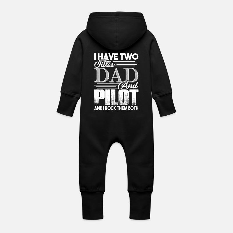 Pilot Ich bin ein Vater und Pilot - Baby Bio Sweat Overall mit Kapuze - Schwarz
