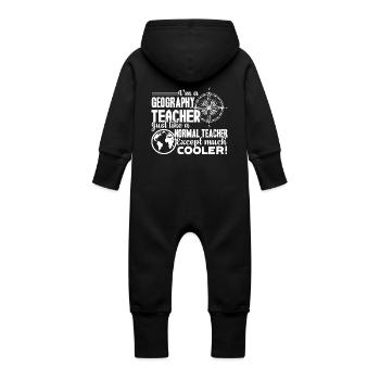 Geography Teacher Cooler Shirts - Baby Organic Sweat Overalls With Hood - black - Back