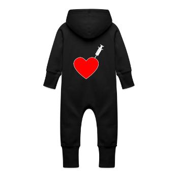 Vaccination - Je suis vacciné - Grenouillère à capuche bio en molleton Bébé - vanille - Dos