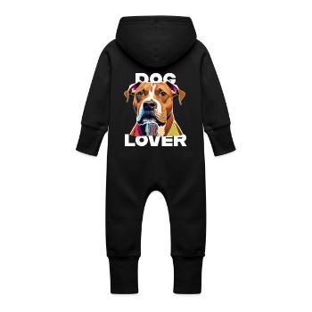 Dog Lover American Stafford - Baby Bio Sweat Overall mit Kapuze - Vanille-Milchshake - Hinten