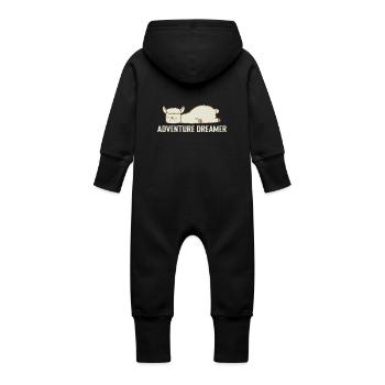 Adventure Dreamer Schlafanzug Pyjama - Baby Bio Sweat Overall mit Kapuze - Schwarz - Hinten