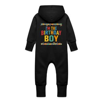 I'm the Birthday Boy Block Building Party Graphic - Baby Bio Sweat Overall mit Kapuze - Schwarz - Hinten