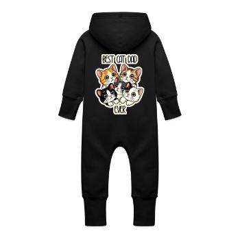 Best Cat Dad Ever - Father of cats - Cute Kitties - Baby Organic Sweat Overalls With Hood - vanilla - Back