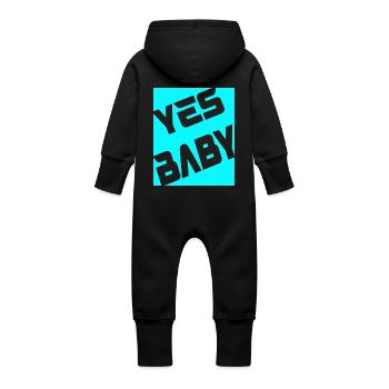 Yes Baby - Baby Bio Sweat Overall mit Kapuze - Schwarz - Hinten