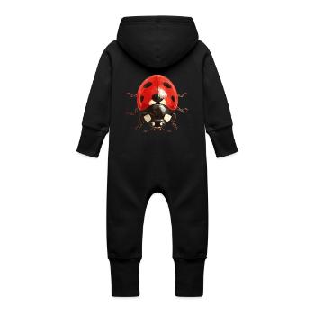 Ladybug Marienkäfer - Baby Organic Sweat Overalls With Hood - black - Back