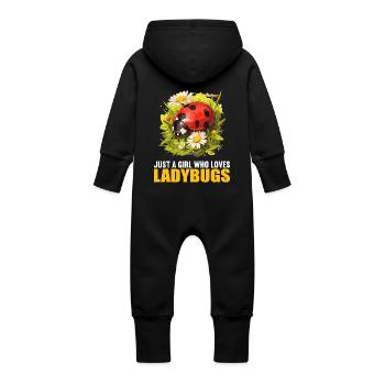 Ladybug Marienkäfer - Baby Organic Sweat Overalls With Hood - black - Back