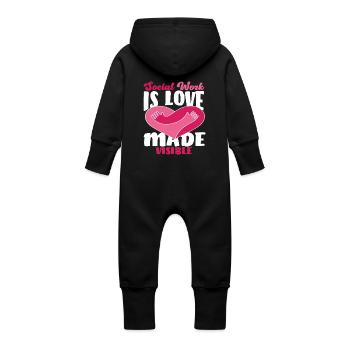 Soziale Arbeit Ist Liebe Sichtbar - Baby Bio Sweat Overall mit Kapuze - Vanille-Milchshake - Hinten