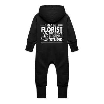 Florist Cannot Fix Stupid - Baby Organic Sweat Overalls With Hood - vanilla - Back