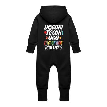 Dream Team AKA 2nd Grade Teachers - Baby Organic Sweat Overalls With Hood - vanilla - Back
