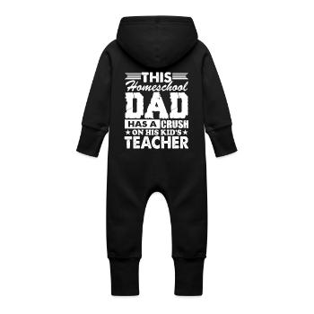Homeschool Homeschool Dad - Baby Organic Sweat Overalls With Hood - vanilla - Back