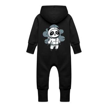 Panda Astronaut für Kinder - Baby Bio Sweat Overall mit Kapuze - Schwarz - Hinten