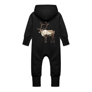 Caribou Karibus Karibu - Baby Bio Sweat Overall mit Kapuze - Schwarz - Hinten
