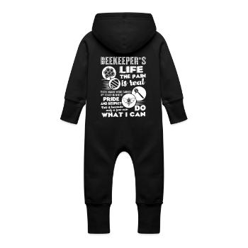 Beekeeper's Life The Pain Is Real - Baby Organic Sweat Overalls With Hood - vanilla - Back