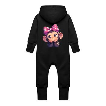 Chimpanzee Schimpansen Schimpanse - Baby Organic Sweat Overalls With Hood - black - Back