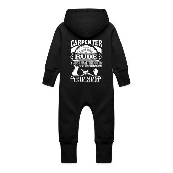 Carpenter I am Not Rude - Baby Organic Sweat Overalls With Hood - vanilla - Back