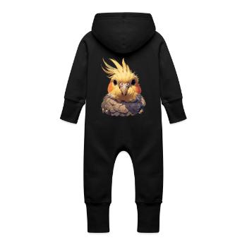 Cockatiel Nymphensittiche Nymphensittich - Grenouillère à capuche bio en molleton Bébé - noir - Dos