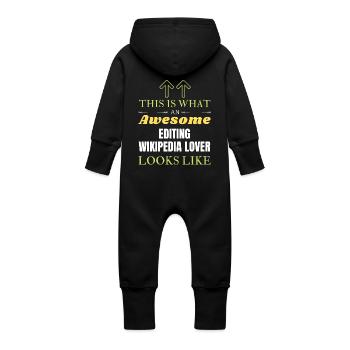This is what an awesome Editing Wikipedia lover lo - Baby Organic Sweat Overalls With Hood - vanilla - Back