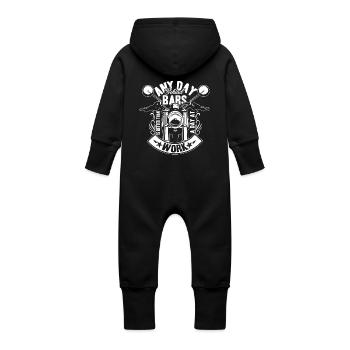 Motorcycle Motorcycle Funny - Baby Organic Sweat Overalls With Hood - black - Back