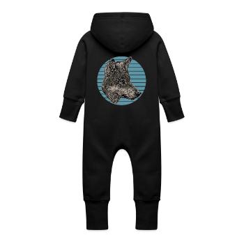 dog head graphic design pet animal art - Baby Bio Sweat Overall mit Kapuze - Vanille-Milchshake - Hinten