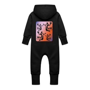Handball Joueurs de handball - Grenouillère à capuche bio en molleton Bébé - noir - Dos