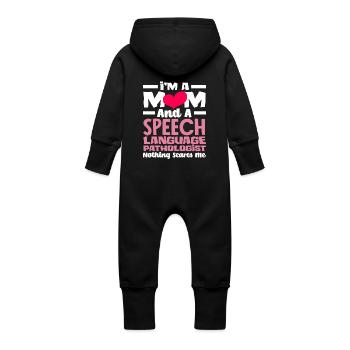 Maman et orthophoniste Rien ne me choque - Grenouillère à capuche bio en molleton Bébé - noir - Dos