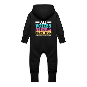All Voices Are Equally Beautiful Speech Therapist - Baby Organic Sweat Overalls With Hood - black - Back