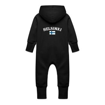 Helsinki Finland Finland Finnish Flag Finn - Baby Organic Sweat Overalls With Hood - vanilla - Back