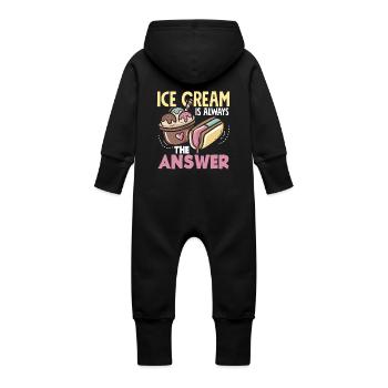 Cream Lover Answer Always - Baby Organic Sweat Overalls With Hood - black - Back
