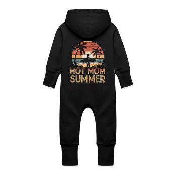 Hot Mom Sommer - Surfen - Baby Bio Sweat Overall mit Kapuze - Schwarz - Hinten