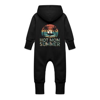Hot Mom Sommer - Surfen - Baby Bio Sweat Overall mit Kapuze - Schwarz - Hinten