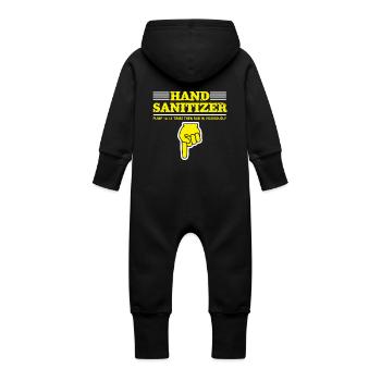 Hand Sanitizer Anleitung Humorvoller Hinweis für - Baby Bio Sweat Overall mit Kapuze - Schwarz - Hinten