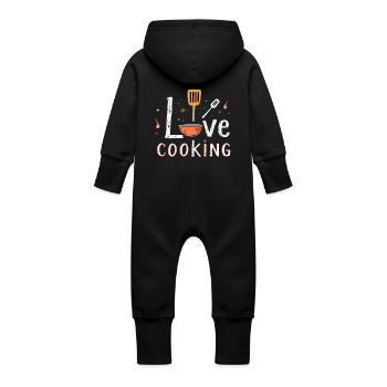 I Love Cooking Cooking Cooking Kitchen Cooking Cook - Baby Organic Sweat Overalls With Hood - vanilla - Back