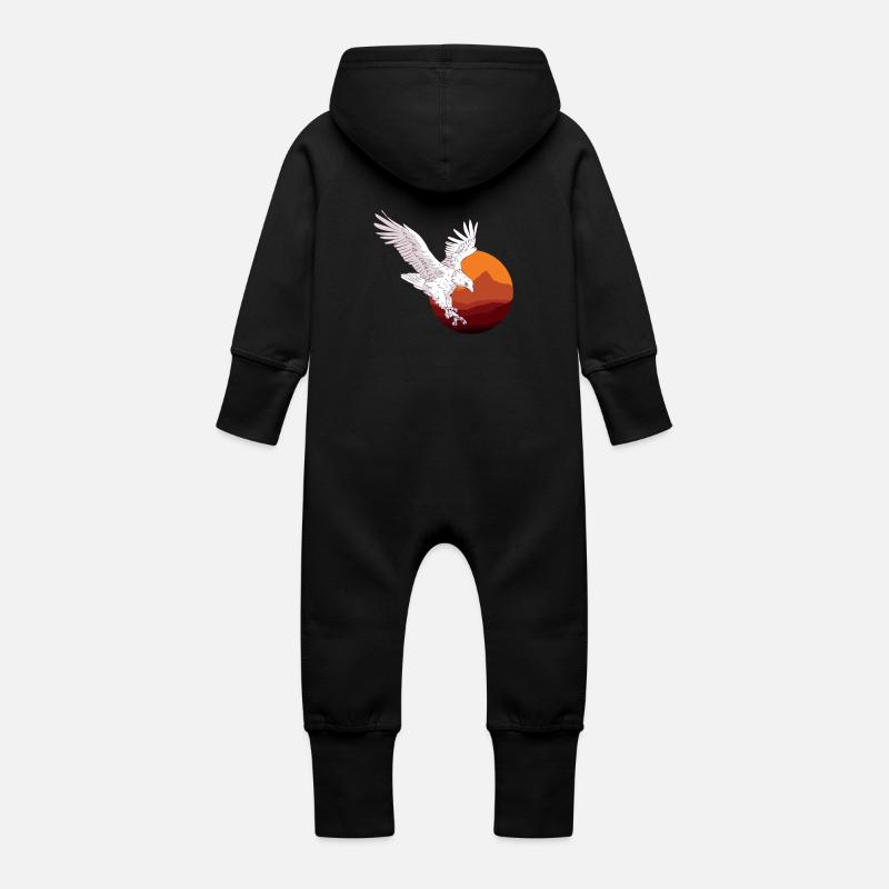 Eagle with sunset background Eagle with - Baby Organic Sweat Overalls With Hood - black
