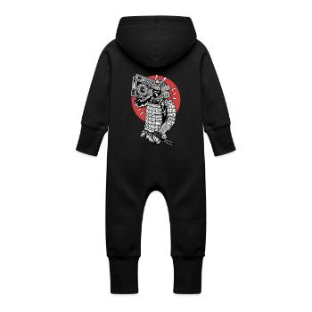 Pop Culture Aamurai boombox - Baby Organic Sweat Overalls With Hood - black - Back