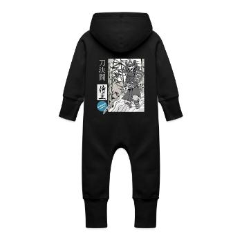Samurai katana masterful swordsman - Baby Organic Sweat Overalls With Hood - black - Back