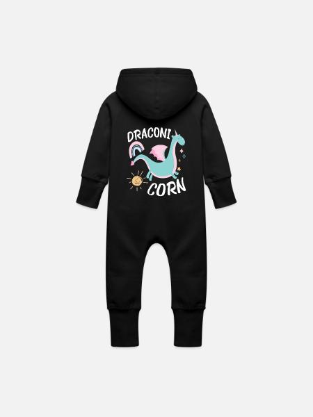 Draconi Maïs Dracon Draak - Baby bio sweat kruippakje met capuchon - zwart