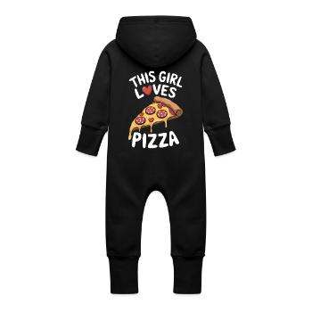 Pizza Spruch Witz Pizzeria Lustiges Pizza Geschenk - Baby Bio Sweat Overall mit Kapuze - Schwarz - Hinten