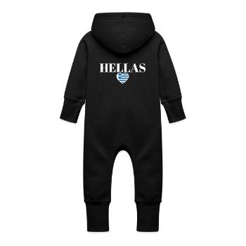 Hellas Grèce Drapeau grec Grec - Grenouillère à capuche bio en molleton Bébé - noir - Dos