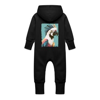Cacatoès majestueux - Grenouillère à capuche bio en molleton Bébé - noir - Dos