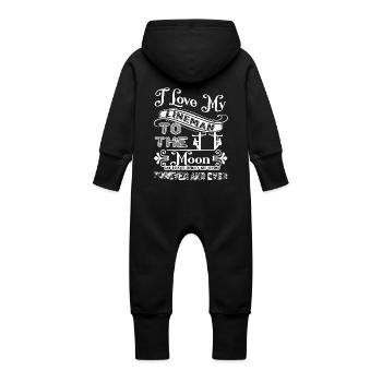 Lineman I Love My Lineman To The Moon And Back - Baby Organic Sweat Overalls With Hood - vanilla - Back