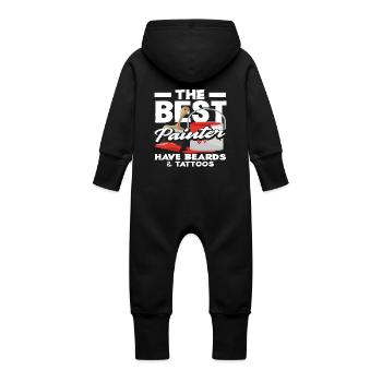The best painters have beards and tattoos - Baby Organic Sweat Overalls With Hood - vanilla - Back