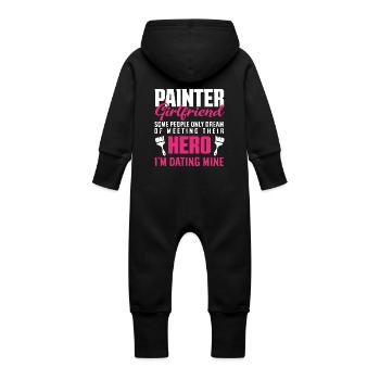 Painter Girlfriend Hero Dream Partner - Baby Organic Sweat Overalls With Hood - black - Back