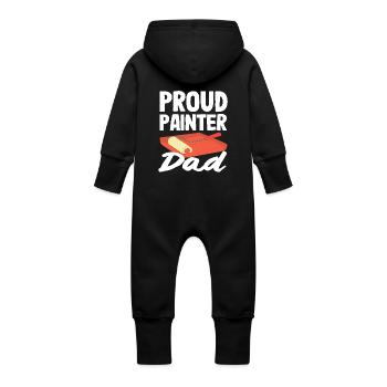 Proud painter dad - Baby Organic Sweat Overalls With Hood - vanilla - Back