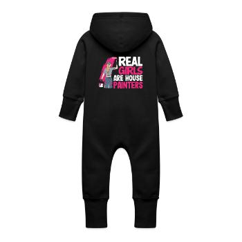 Echte Mädchen Sind Hausmalerinnen - Baby Bio Sweat Overall mit Kapuze - Schwarz - Hinten