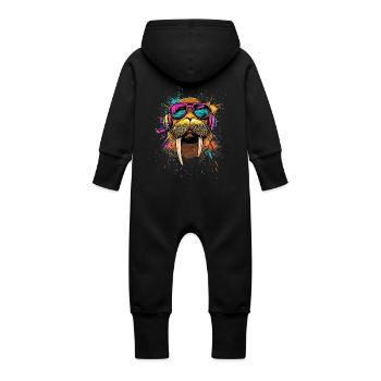 Walrus, tusks, seal, wild Pacific walruses - Baby Organic Sweat Overalls With Hood - vanilla - Back