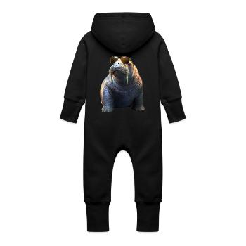 Walrus, tusks, seal, wild Pacific walruses - Baby Organic Sweat Overalls With Hood - black - Back