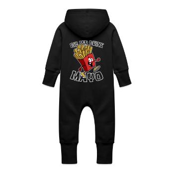 Gib mir deine Mayo - Pommes - Geschenk - Baby Bio Sweat Overall mit Kapuze - Schwarz - Hinten